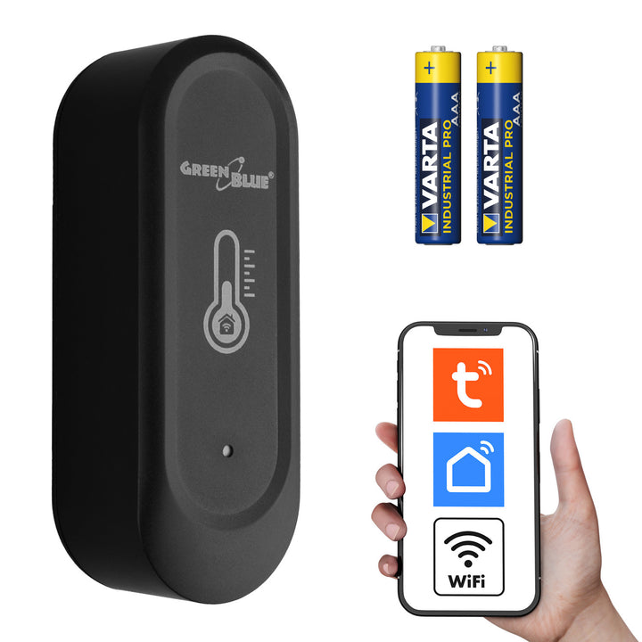 Sensor externo de temperatura y humedad WiFi GreenBlue, Android/iOS, 3,0 V CC, LR03x2, IP65, GB741 + 2 pilas R-03 LR03 AAA alcalinas Varta Industrial 4003