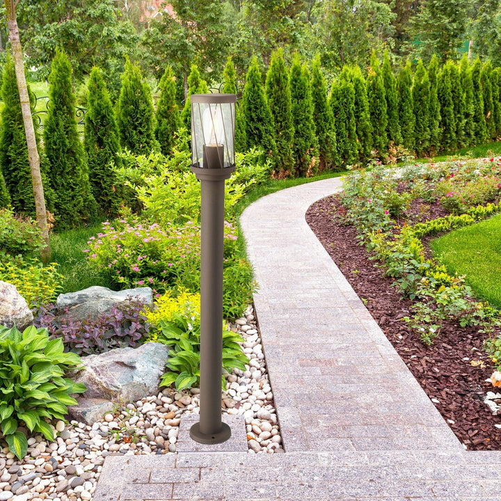 Lámpara de jardín de pie Rabalux Budapest, IP44, color marrón, casquillo E27, máx. 40 W, 8890
