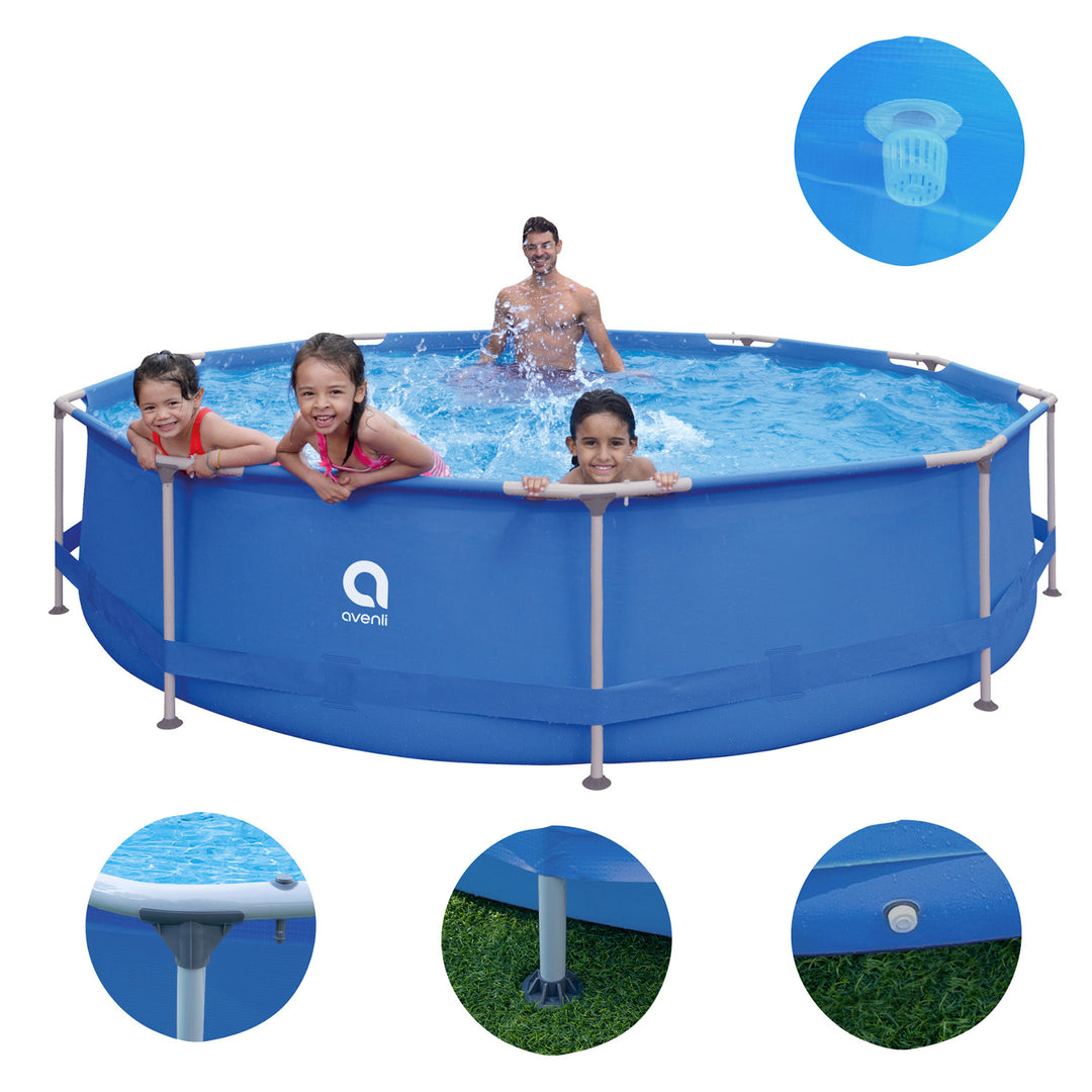 Piscina circular con estructura AVENLI de 366 x 76, conjunto con una capacidad de 6125 l