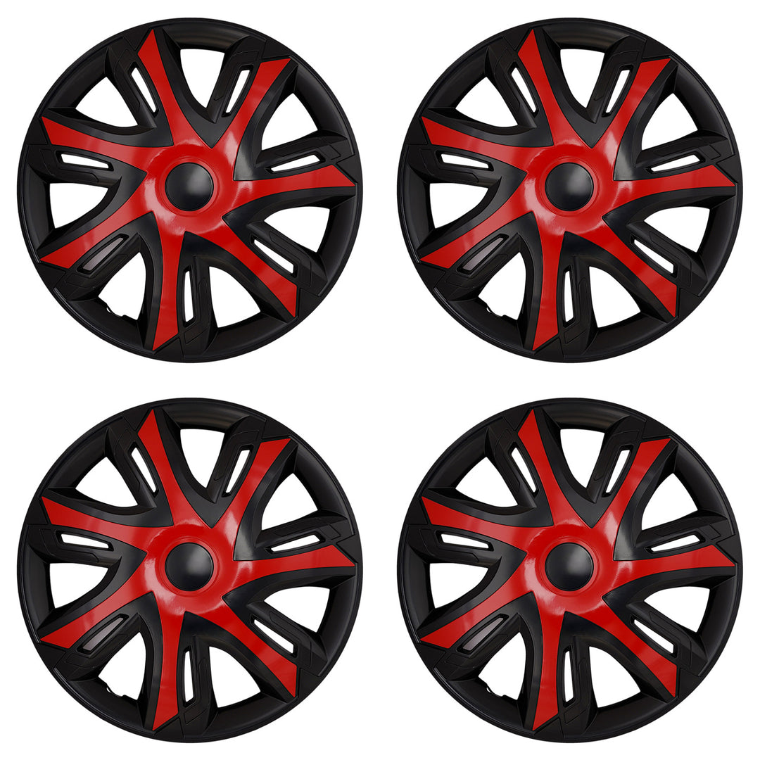 Tapas universales para ruedas de 14'' NRM N-Power rojo/negro, 4 unidades