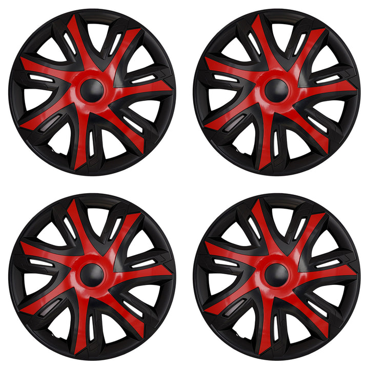 Tapas de rueda universales de 16'' NRM N-Power rojo/negro, 4 unidades