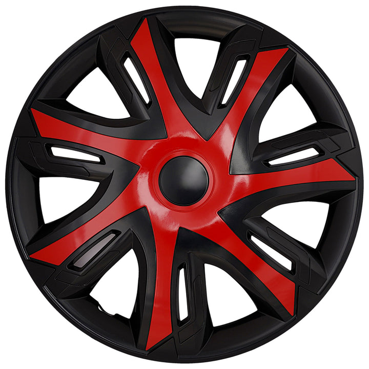 Tapas de rueda universales de 16'' NRM N-Power rojo/negro, 4 unidades