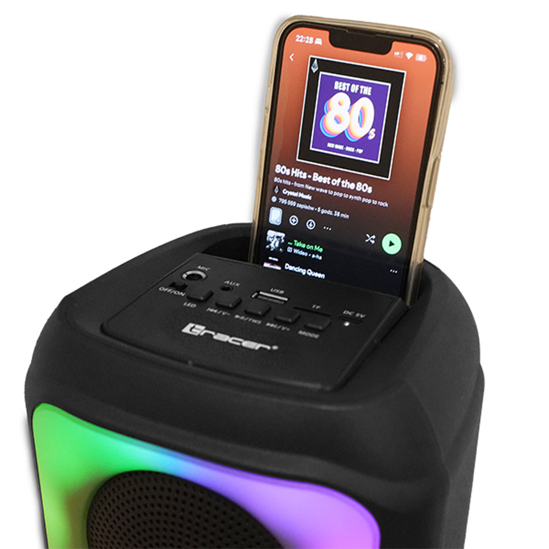 Altavoz inalámbrico Tracer, Bluetooth 5.0, potencia RMS de 20 W, modo karaoke, micrófono, Powervox P2 TWS