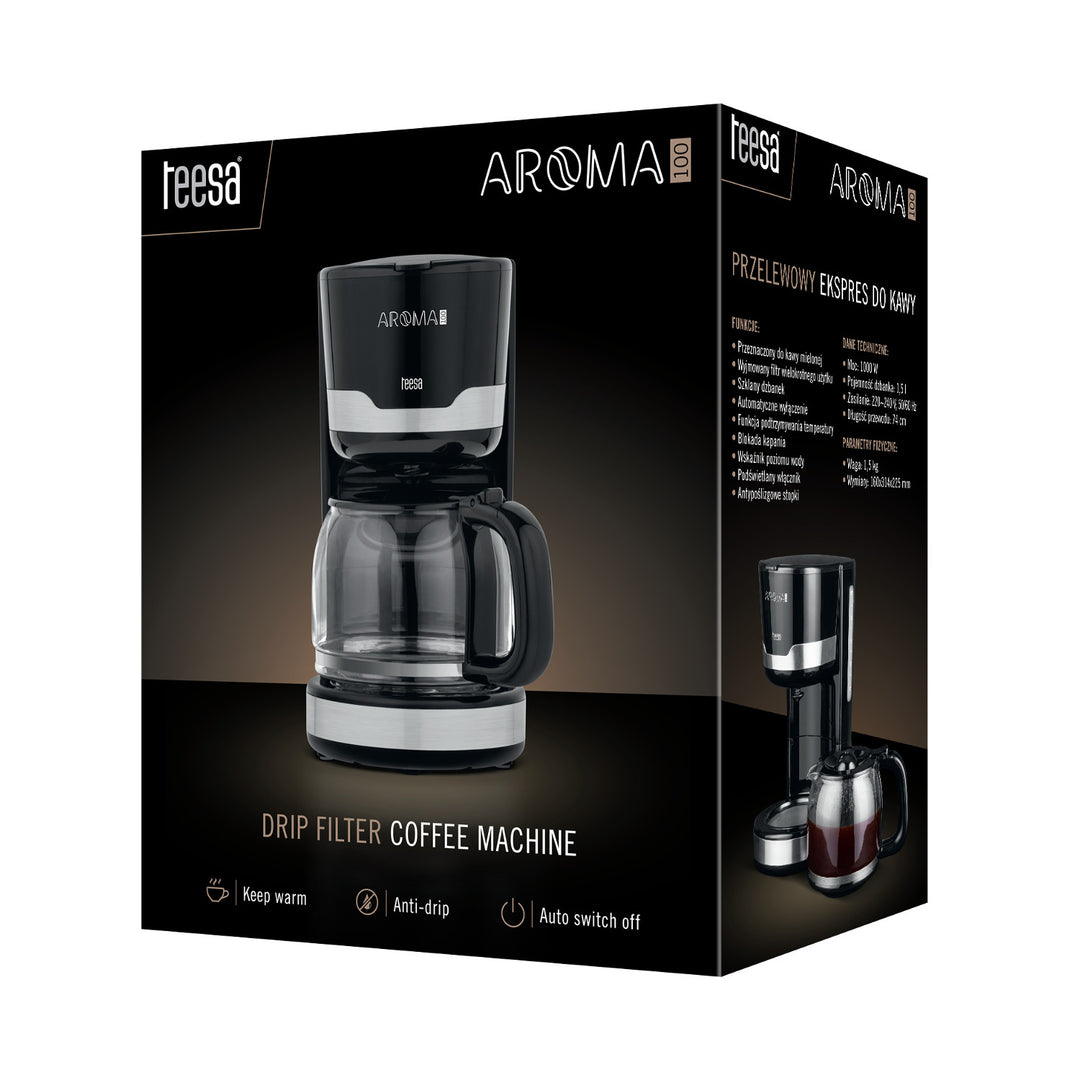 Cafetera de goteo Teesa AROMA 100, 1,5 l, potencia de 1000 W
