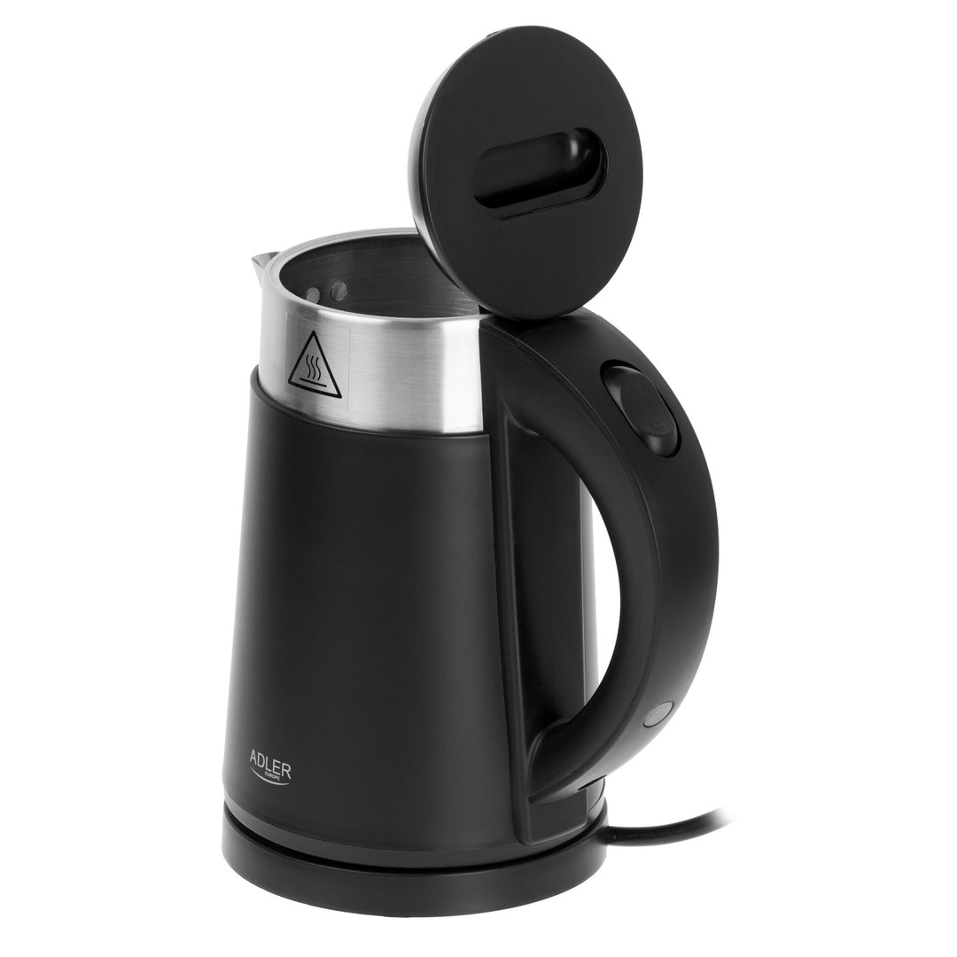 Hervidor eléctrico Adler, de metal, 0,6 l, silencioso, potencia de 800 W, negro. AD 1372