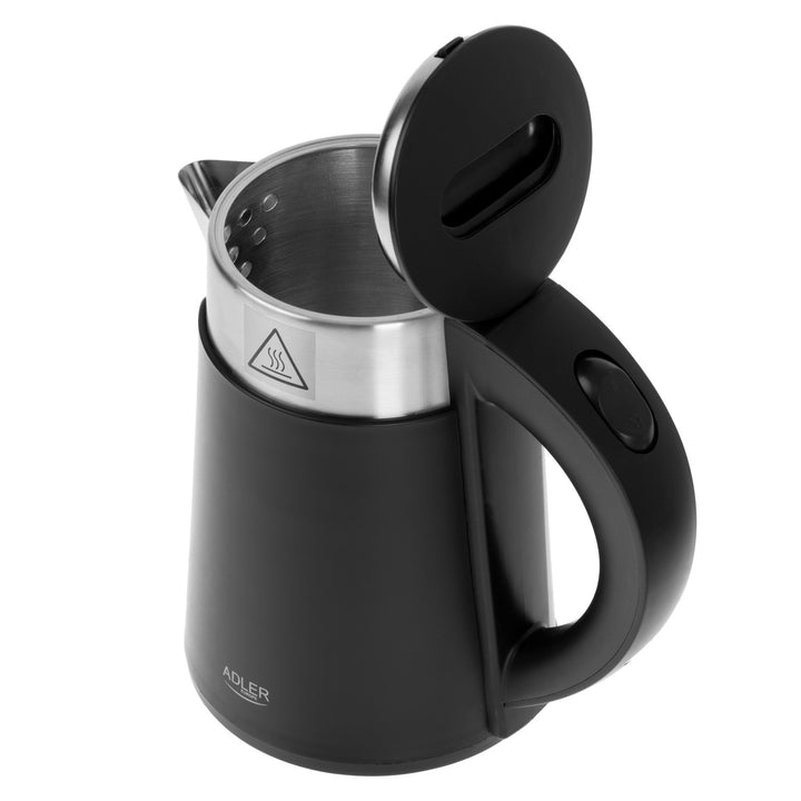 Hervidor eléctrico Adler, de metal, 0,6 l, silencioso, potencia de 800 W, negro. AD 1372