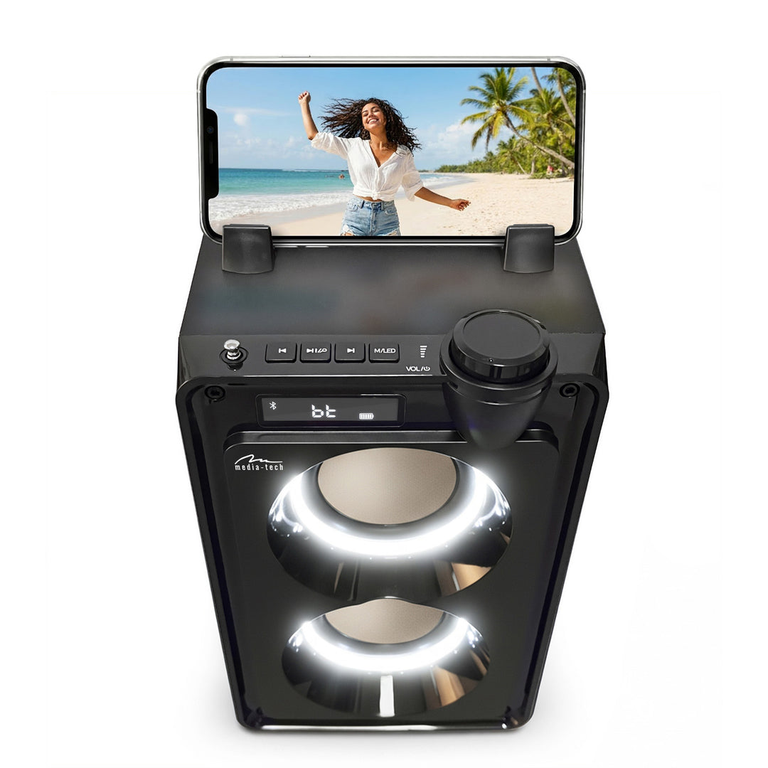 Altavoz Bluetooth portátil OVERBOX MT3186, radio FM, compatible con tarjetas SD y USB, potencia RMS de 30 W, Mediatech
