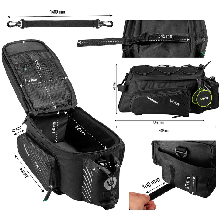 Bolsa, alforja de bicicleta para el portaequipajes trasero, capacidad de 12 l, impermeable, Vayox