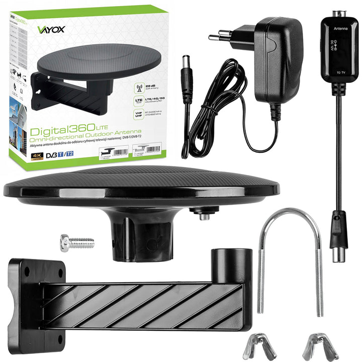 Antena DVBT-2 para televisión terrestre, omnidireccional, MUX8, 4K, filtro 5G LTE, Digital360, Vayox
