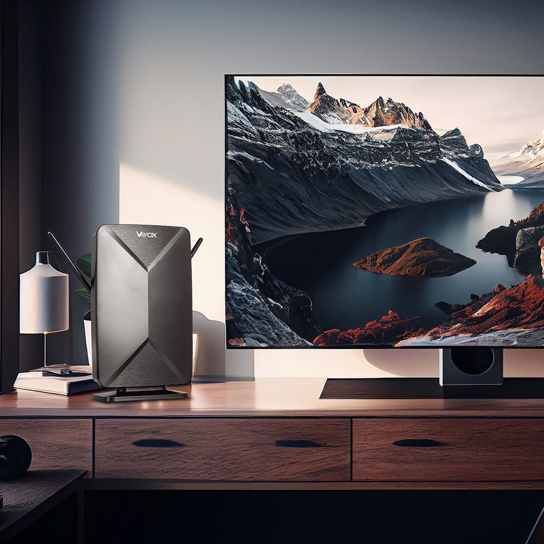 Antena activa, de interior, de exterior, DVB-T2, televisión terrestre 4K, Vayox