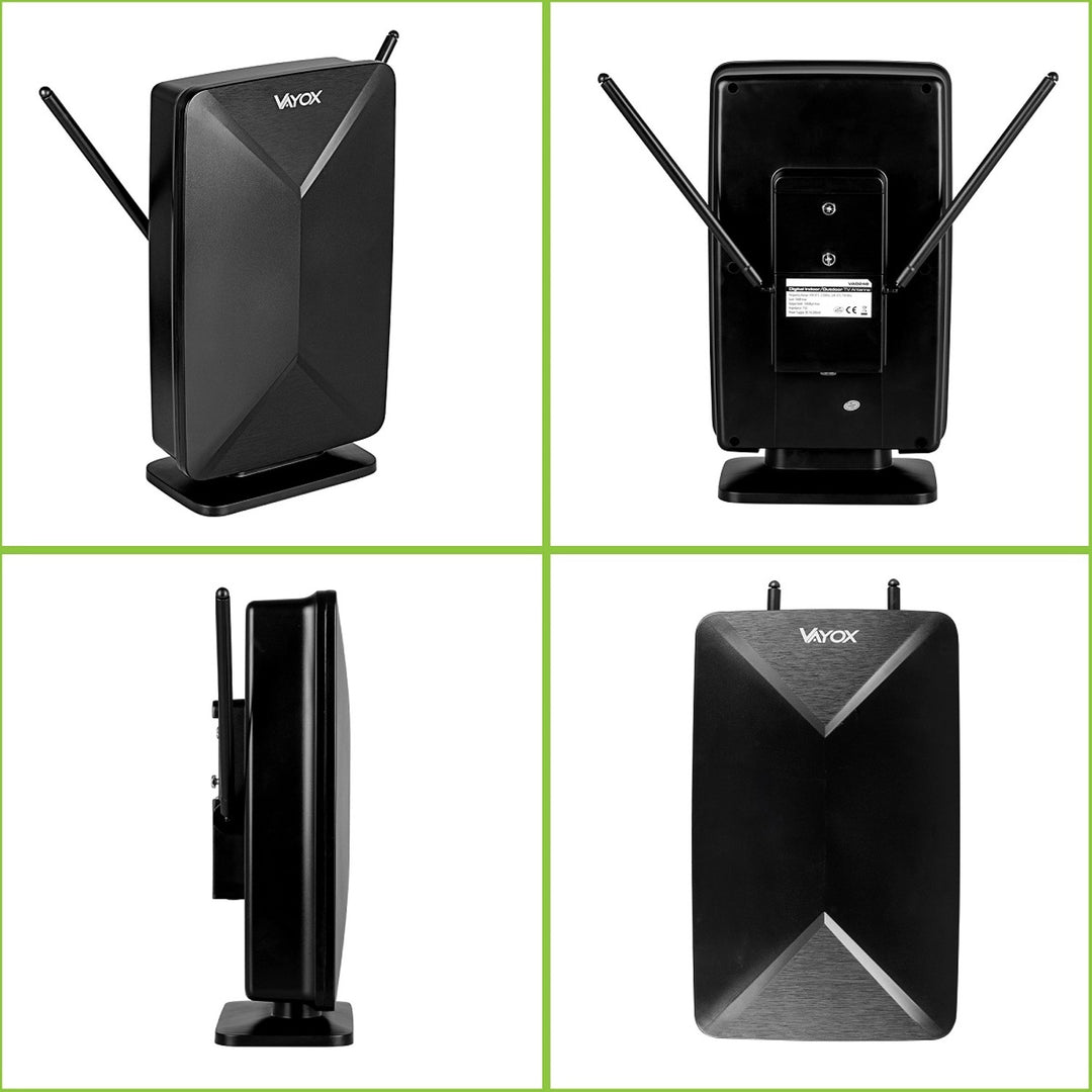 Antena activa, de interior, de exterior, DVB-T2, televisión terrestre 4K, Vayox