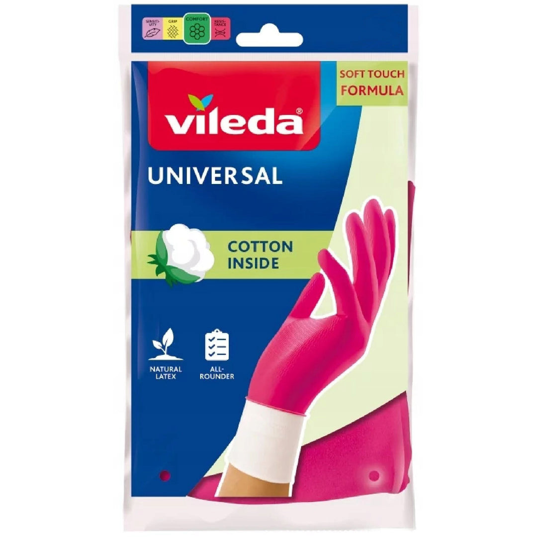 Set de mopa plana Ultramax + guantes Universal + estropajos Glitzi (2 uds.) de Vileda, sistema de escurrido sin contacto, dos tipos de fibras, 177453