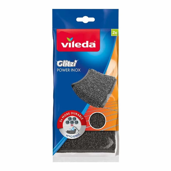 Set de mopa plana Ultramax + guantes Universal + estropajos Glitzi (2 uds.) de Vileda, sistema de escurrido sin contacto, dos tipos de fibras, 177453
