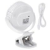 Ventilador a batería de 5"/12,7 cm con clip - USB / LED, AD 7335, Adler