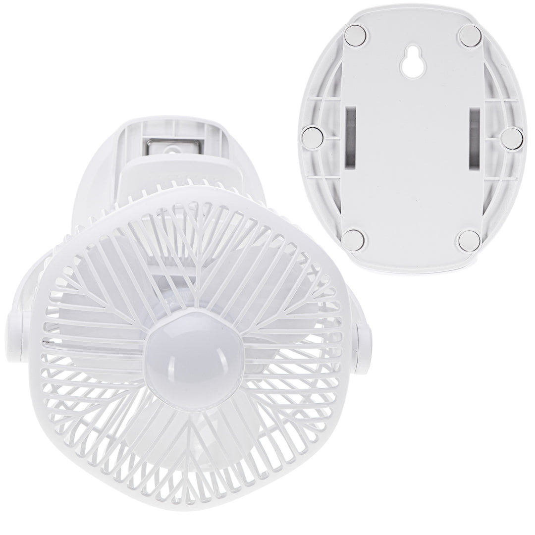 Ventilador a batería de 5"/12,7 cm con clip - USB / LED, AD 7335, Adler
