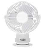 Ventilador a batería de 5"/12,7 cm con clip - USB / LED, AD 7335, Adler