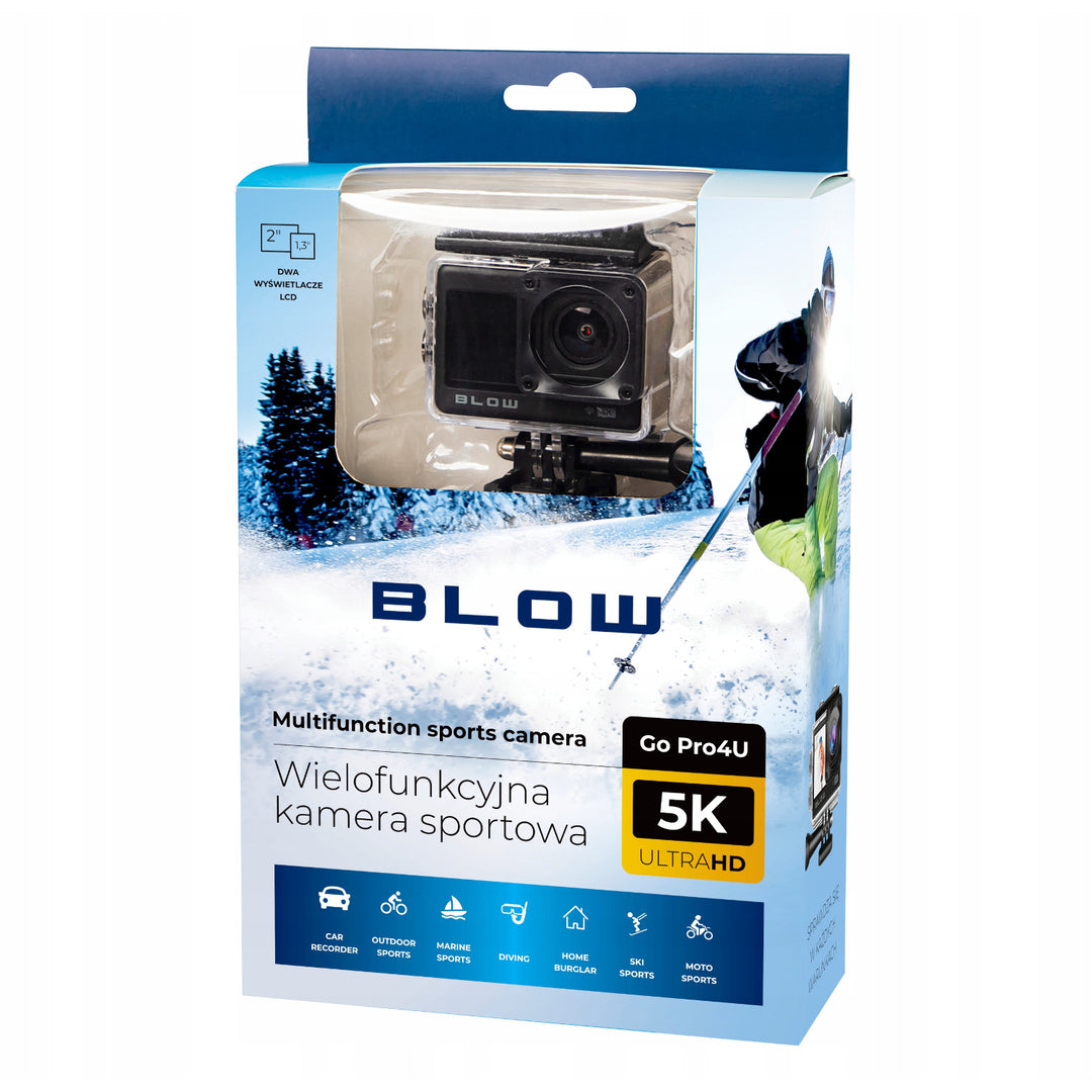 Cámara deportiva Pro4U 5K Blow, calidad 5K Ultra HD, 20 megapíxeles, objetivo gran angular de 160°, resistente al agua, mando a distancia, 78-568#