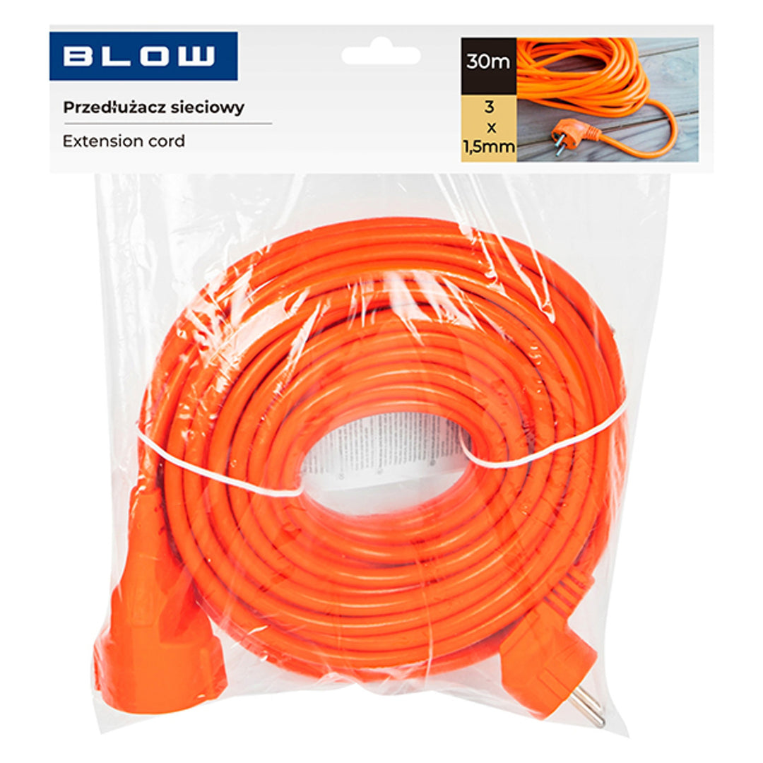 Alargador Blow, color naranja, longitud 30 m, toma con conexión a tierra, PR-160