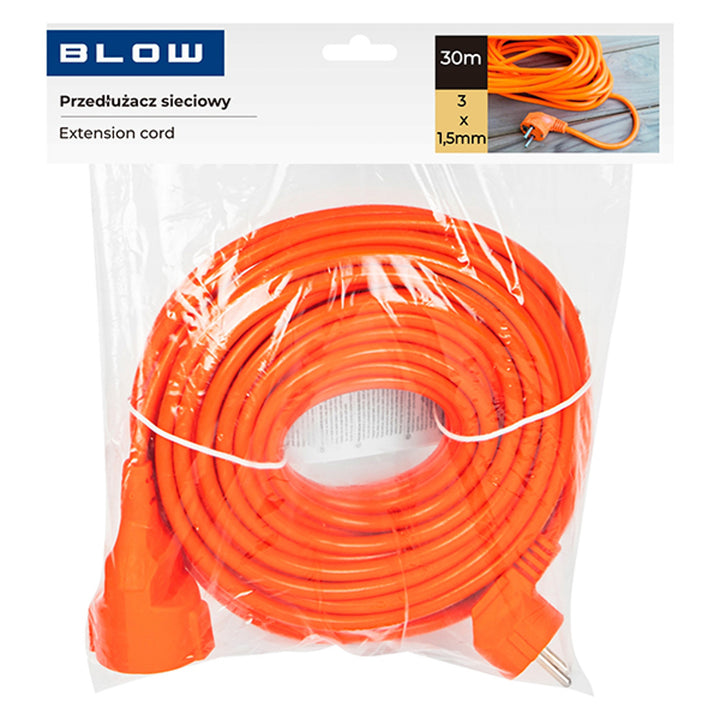 Alargador Blow, color naranja, longitud 30 m, toma con conexión a tierra, PR-160