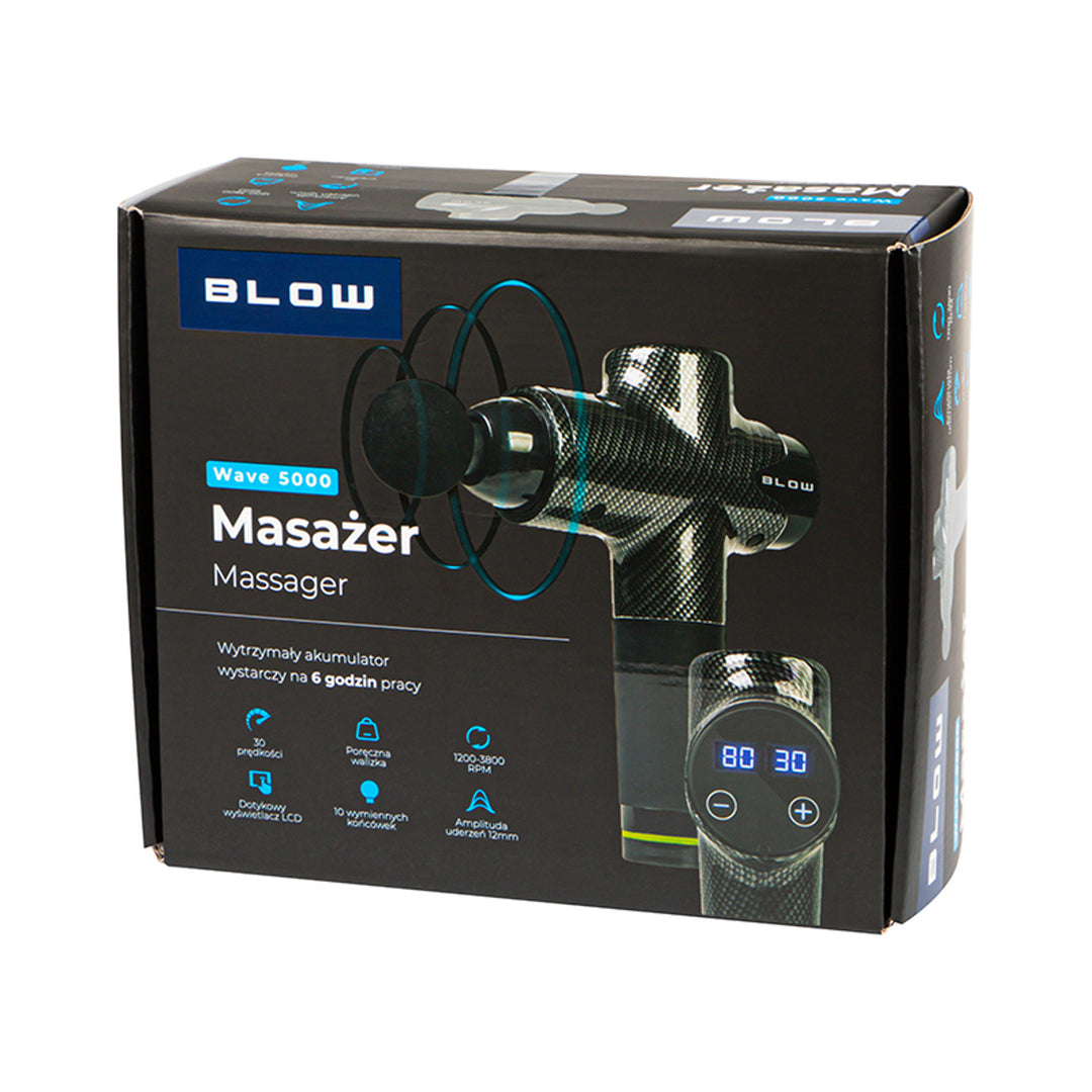 Masajeador Blow, 10 cabezales, cargador y estuche, potencia de 200 W, 30 modos de velocidad, carga rápida, 44-341