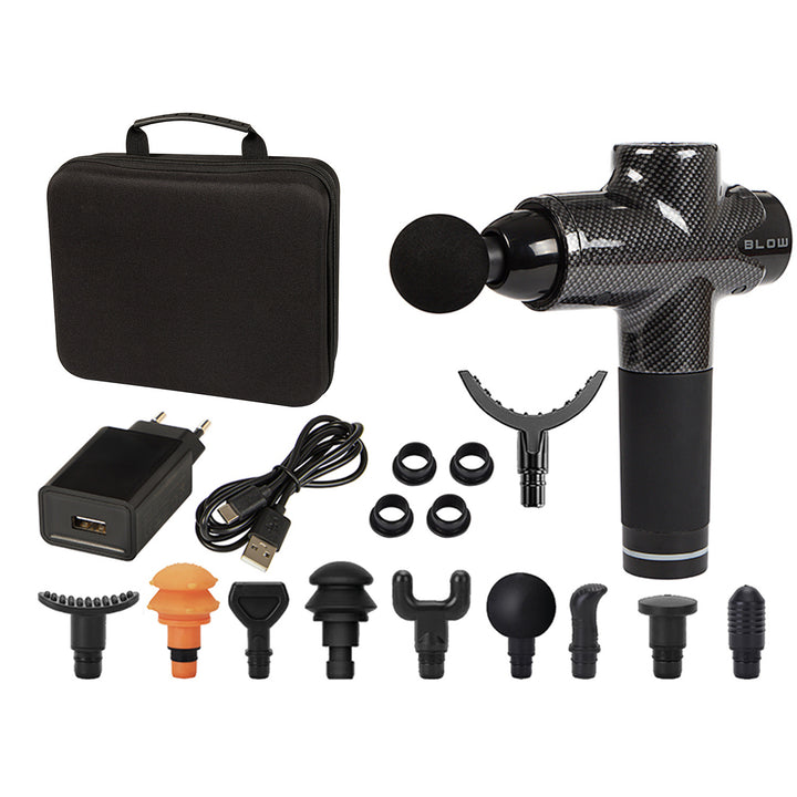 Masajeador Blow, 10 cabezales, cargador y estuche, potencia de 200 W, 30 modos de velocidad, carga rápida, 44-341