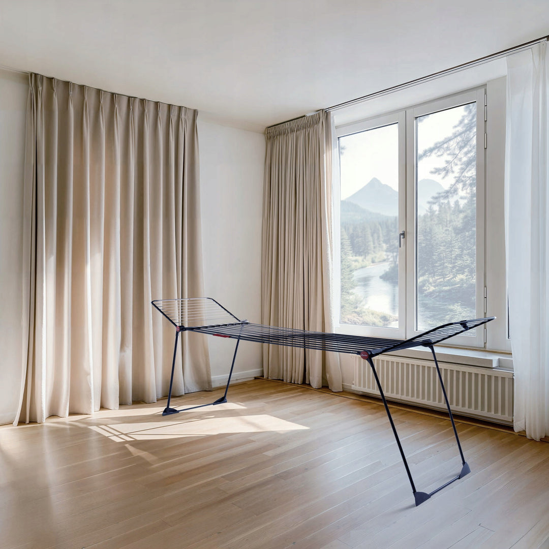 Tendedero Vileda Infinity Flex Ultimate, color negro, hasta 30 m de superficie de secado, extensible, estructura elevada, ganchos para la ropa, ruedas integradas, 179620
