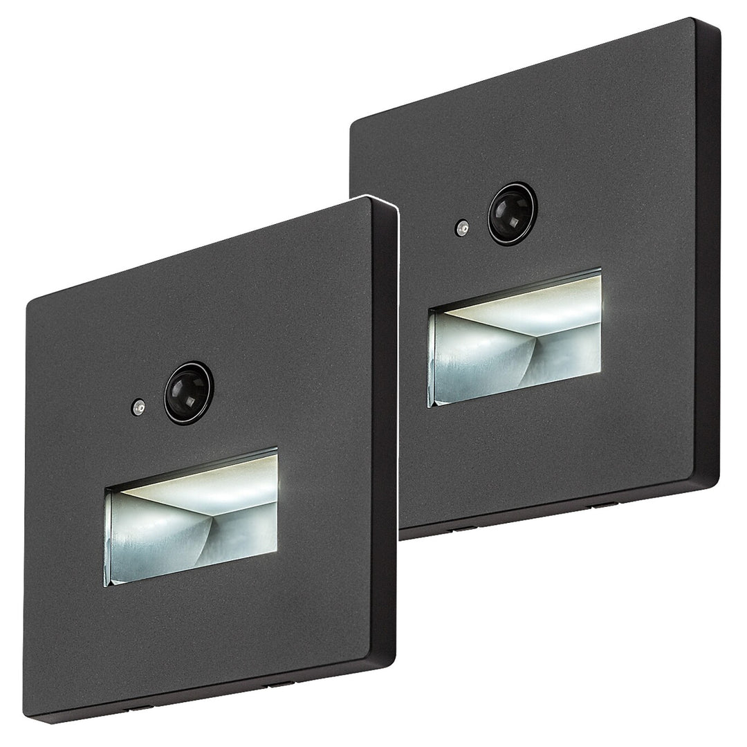 Lámpara Lunca LED 1 W IP20 negra, 3000, 4500, 6500 K, sensor de movimiento, sensor de luz, 77197, 2 unidades