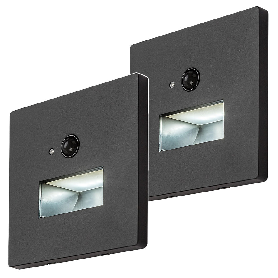 Lámpara Lunca LED 1 W IP20 negra, 3000, 4500, 6500 K, sensor de movimiento, sensor de luz, 77197, 2 unidades