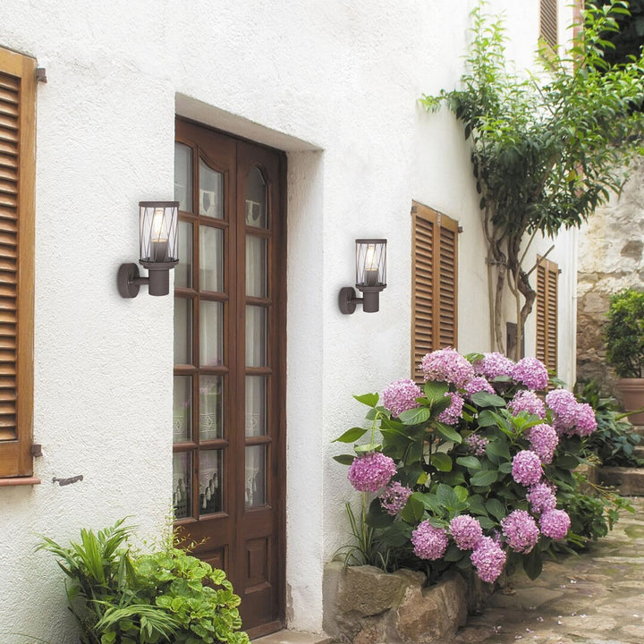 Aplique exterior Rabalux Budapest, IP44, color marrón, casquillo E27, máx. 40 W, 8888, 2 unidades