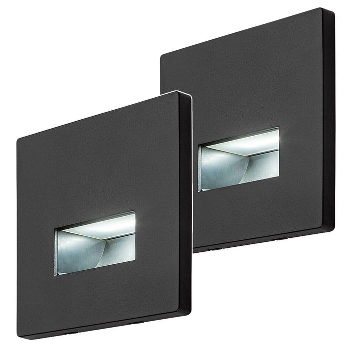 Lámpara Lunca LED de 1 W, IP20, negra, temperatura de color regulable: 3000, 4500 y 6500 K, 77195, 2 unidades