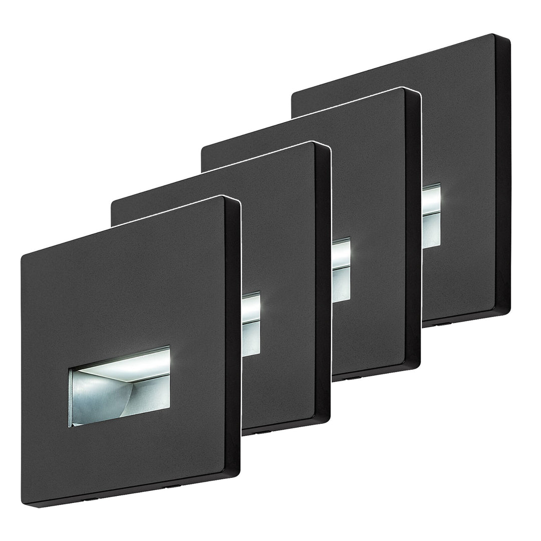 Lámpara Lunca LED de 1 W, IP20, negra, temperatura de color regulable: 3000, 4500 y 6500 K, 77195, 4 unidades