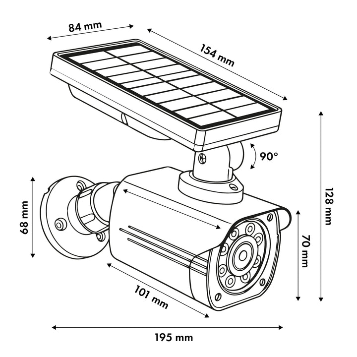 Cámara solar de imitación, LED parpadeante, sensor de movimiento, iluminación LED, pegatinas incluidas, SOL1800S/B, 4 unidades