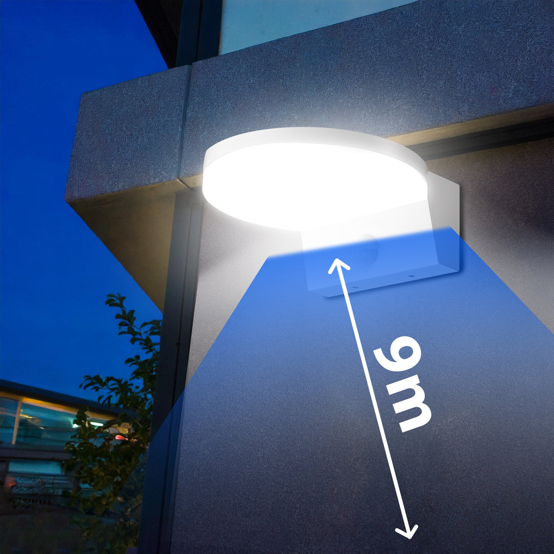 Lámpara LED con sensor de movimiento Maclean, sensor de movimiento PIR, color blanco, 15 W, IP65, 1560 lm, luz blanca neutra (4000 K) MCE344 W, 2 unidades