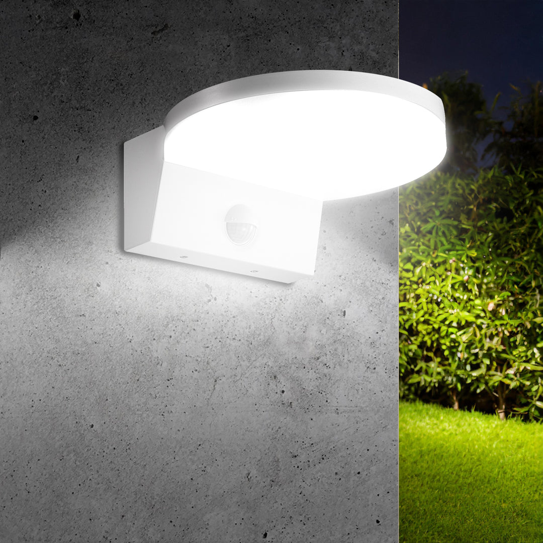 Lámpara LED con sensor de movimiento Maclean, sensor de movimiento PIR, color blanco, 15 W, IP65, 1560 lm, luz blanca neutra (4000 K) MCE344 W, 2 unidades