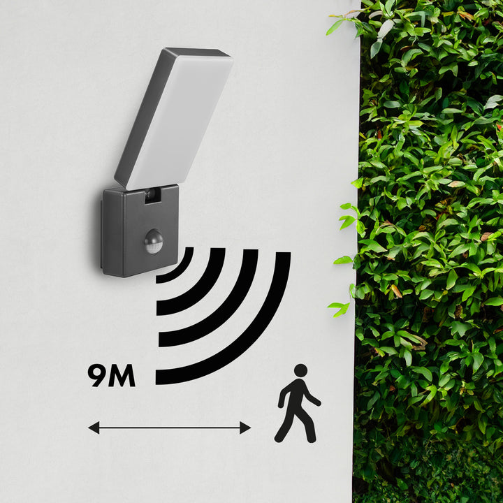 Lámpara LED con sensor de movimiento Maclean, sensor de movimiento PIR, color gris, 10 W, IP65, 800 lm, luz blanca neutra (4000 K) MCE516 GR, 2 unidades