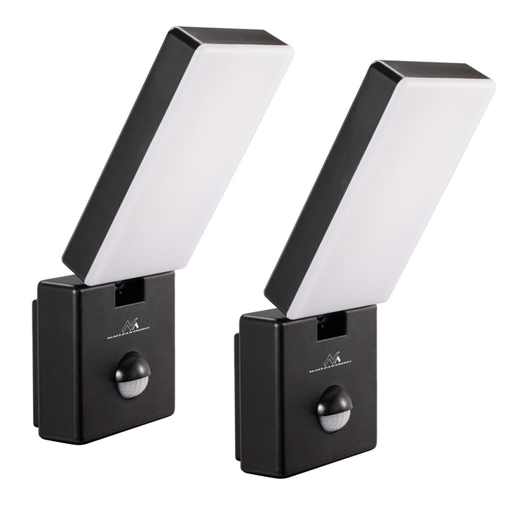 Lámpara LED con sensor de movimiento Maclean, sensor de movimiento PIR, color negro, 10 W, IP65, 800 lm, luz blanca neutra (4000 K) MCE516 B, 2 unidades