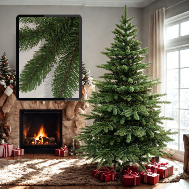 Árbol de Navidad artificial, abeto español, material de PVC, altura de 250 cm, soporte metálico