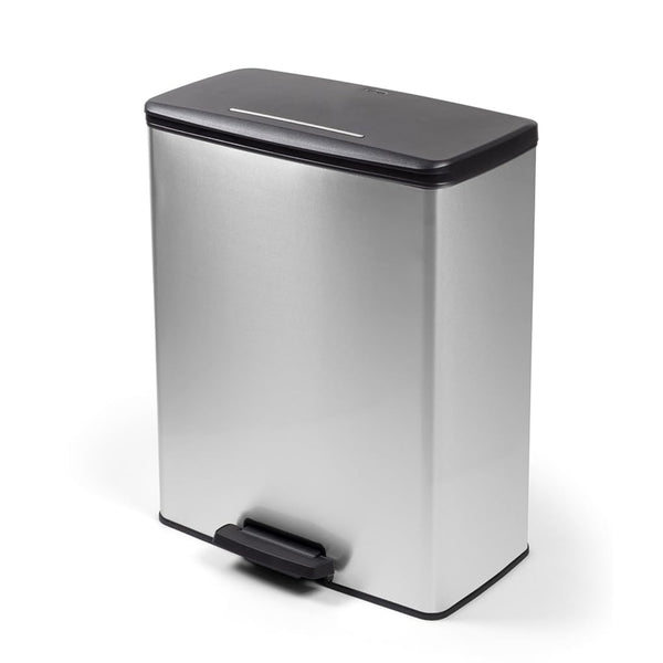 Cubo de basura con pedal Curver, 2 depósitos de 26 l, metalizado, color plateado, 251002