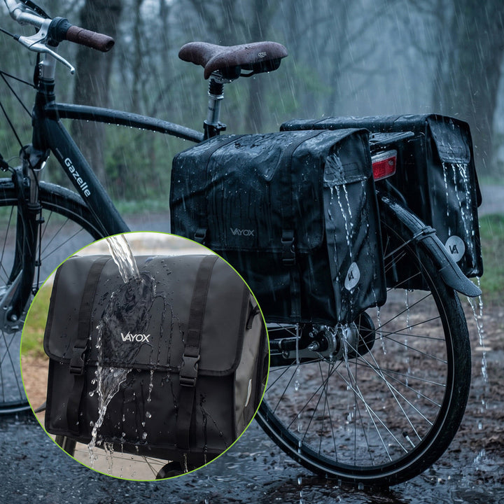 Bolsa doble de PVC para portaequipajes de bicicleta, con asa, negra, 40 l, VA0446, Vayox