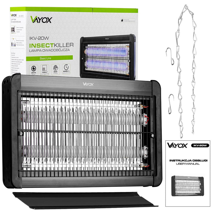 Lámpara electrónica para matar mosquitos, moscas y polillas, trampa eléctrica, UV, 20 W, Vayox, 2 unidades