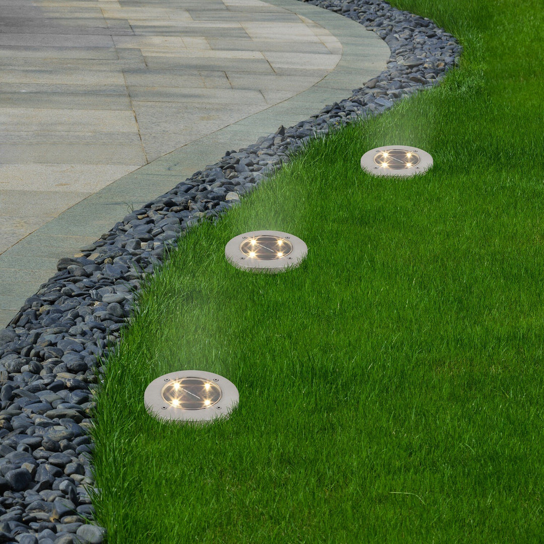 Lámpara solar de jardín Rabalux Dannet, IP44, color cromo satinado, 7975, 4 unidades