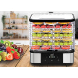 Secador de setas, verduras, frutas y carne LTC, de metal, 7 bandejas, con pantalla, panel táctil, potencia de 380 W, función de mantenimiento de la temperatura, LXSR004