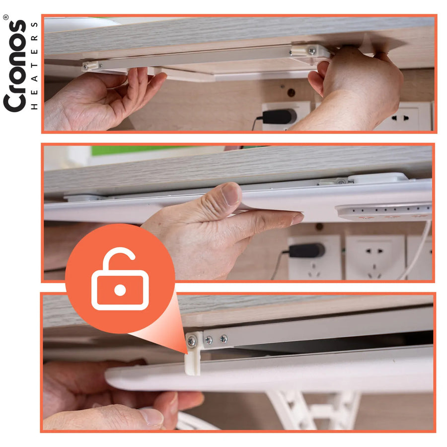 Panel calefactor por infrarrojos para debajo del escritorio Cronos, potencia de 120 W, temporizador, 3 niveles de funcionamiento, DCH-150