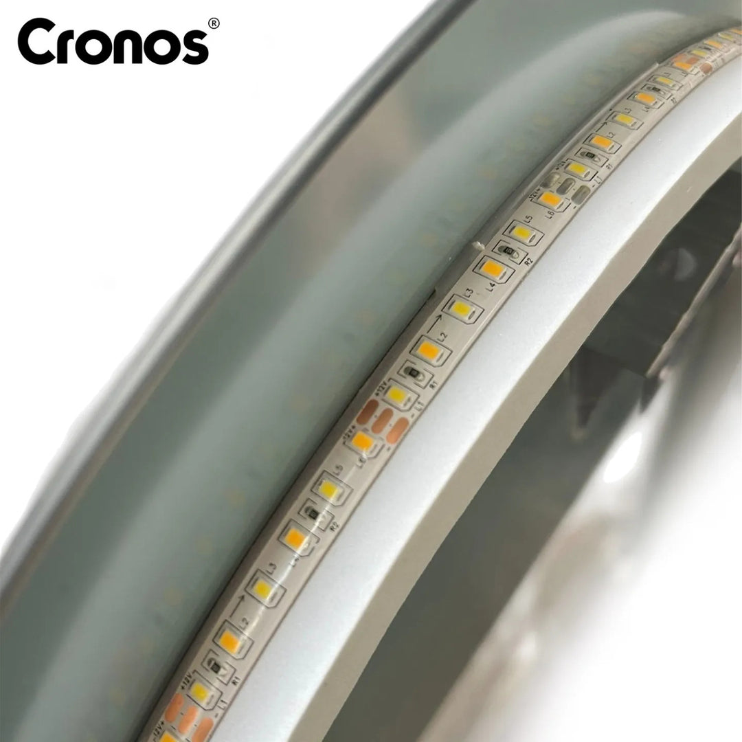 Espejo calefactado Cronos, ovalado, 50 x 80 cm, LED en tres colores, protección IP44, sistema antivaho