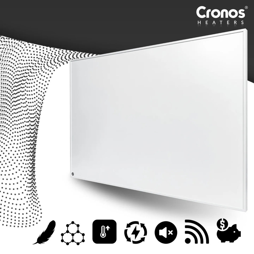 Panel calefactor por infrarrojos Cronos Graphene, potencia de 300 W, color blanco, calienta estancias de hasta 8 m², mando a distancia, PRO CGP-300TWP
