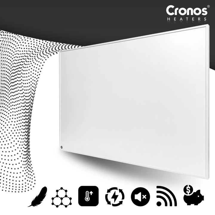 Panel calefactor por infrarrojos Cronos Graphene, potencia de 580 W, color blanco, calienta estancias de hasta 16 m², mando a distancia, PRO CGP-580TWP