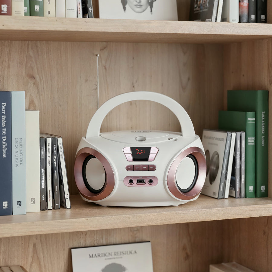 Radio Boombox con CD-MP3, USB, radio FM, AUX, toma para auriculares, Adler, AD 1181