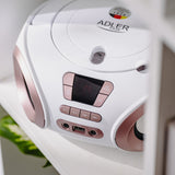 Radio Boombox con CD-MP3, USB, radio FM, AUX, toma para auriculares, Adler, AD 1181