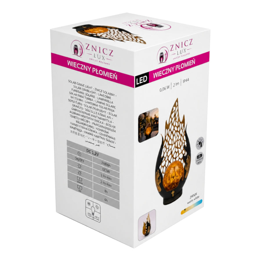 Vela solar, Llama eterna, LED de 0,06 W, autonomía de 20 000 h, brillo máximo de 2 lm, 77208, Znicz-lux