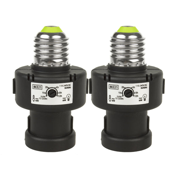 Portabombilla E27 Maclean, 100 W, con sensor crepuscular y temporizador, MCE21B, 2 unidades